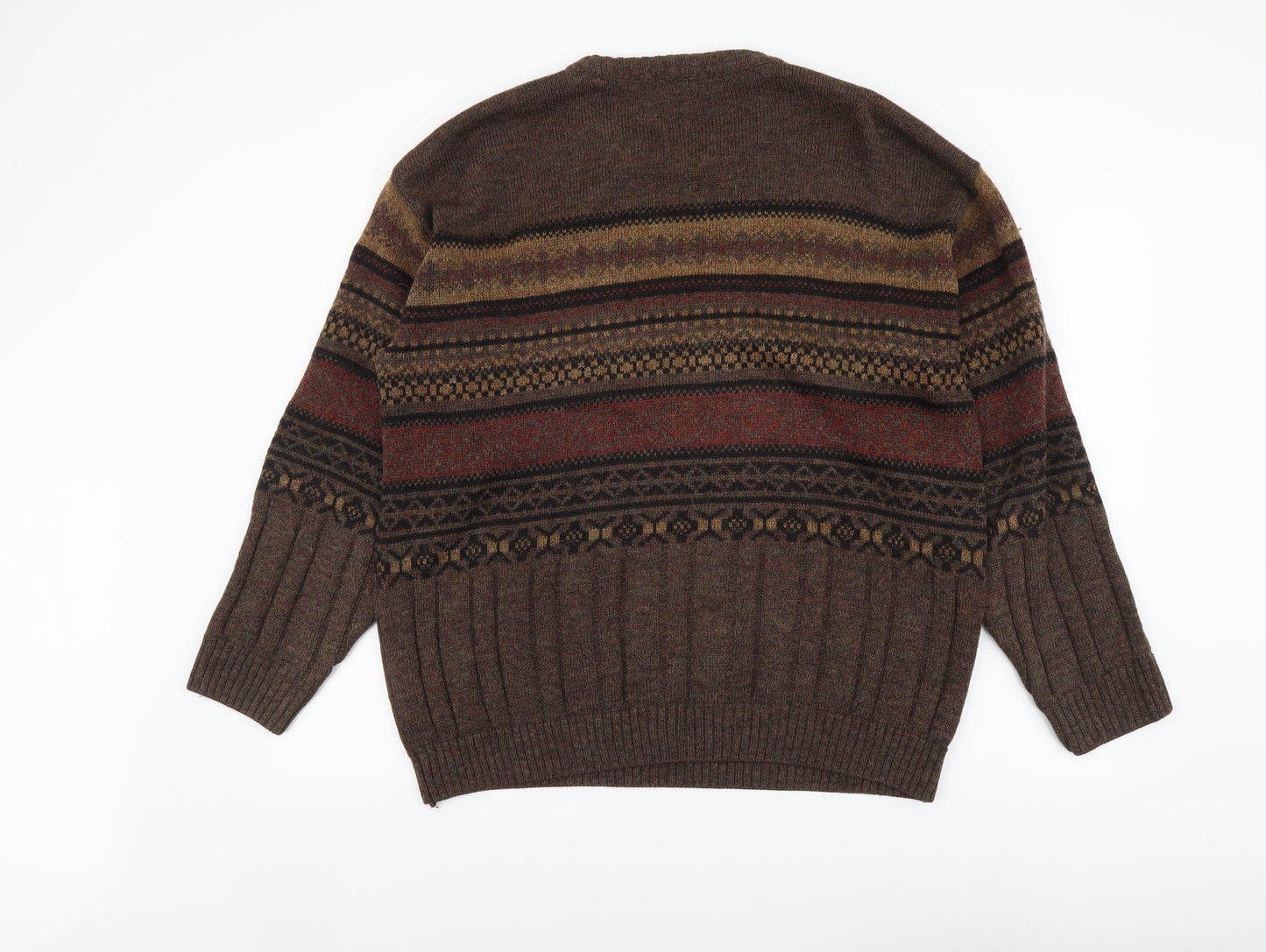 Weekend Mens Brown Round Neck Acrylic Pullover Jumper Size XL