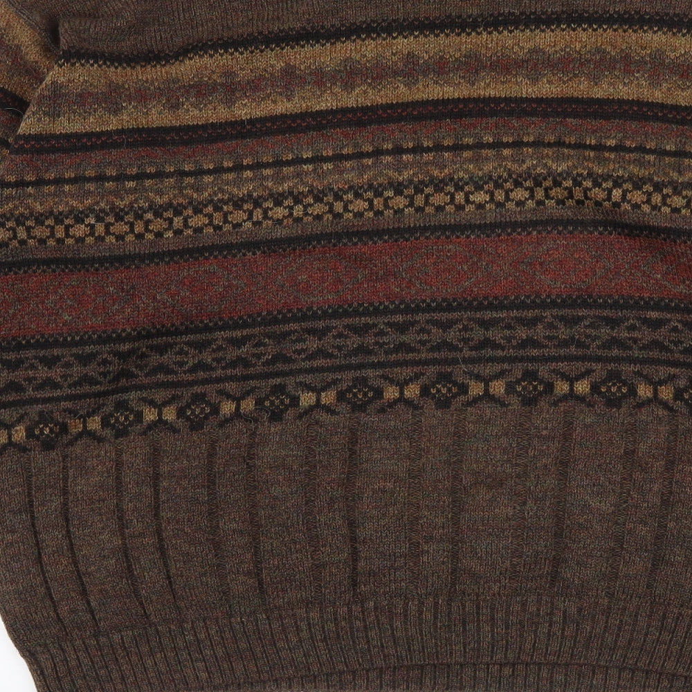 Weekend Mens Brown Round Neck Acrylic Pullover Jumper Size XL