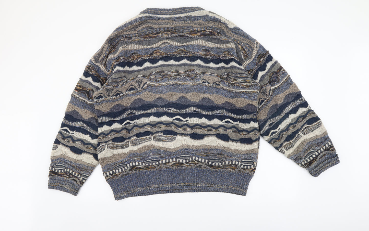 New Classics Mens Multicoloured Round Neck Geometric Acrylic Pullover Jumper Size L