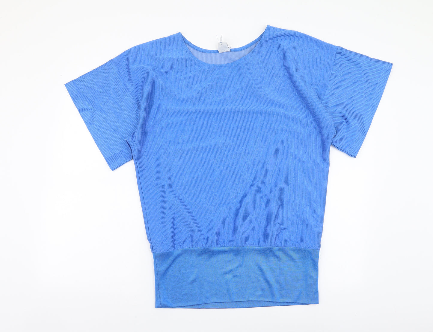 Timi Collection Womens Blue Polyester Basic T-Shirt Size 12 Round Neck
