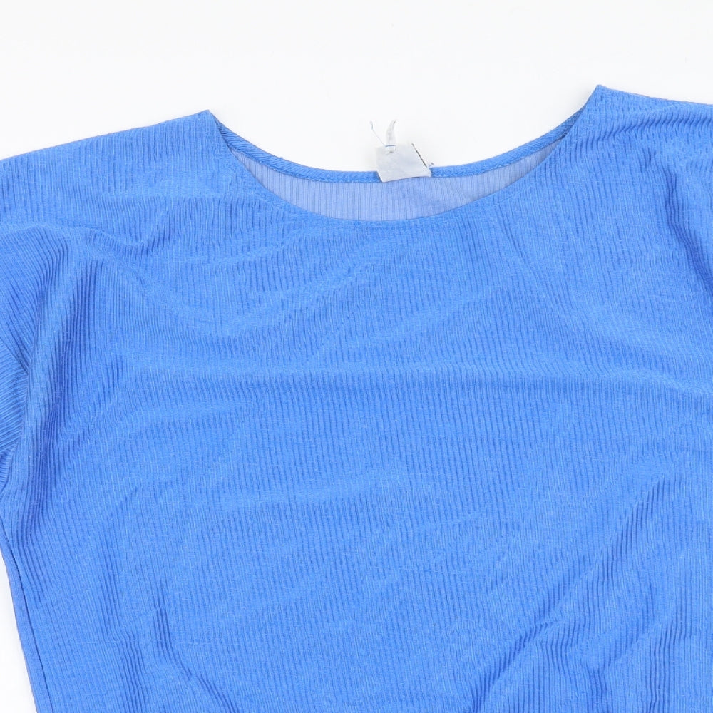 Timi Collection Womens Blue Polyester Basic T-Shirt Size 12 Round Neck