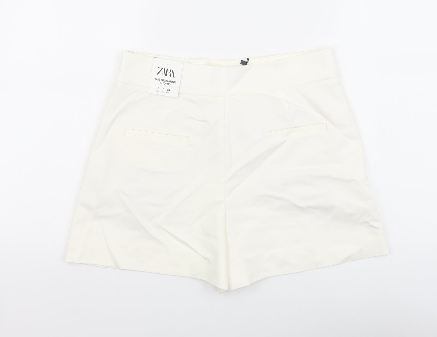 Zara Womens White Polyester Sailor Shorts Size S L3 in Regular Zip