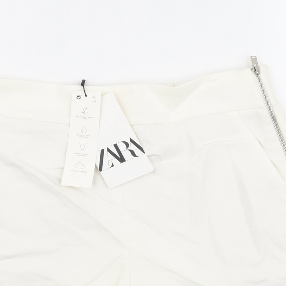 Zara Womens White Polyester Sailor Shorts Size S L3 in Regular Zip