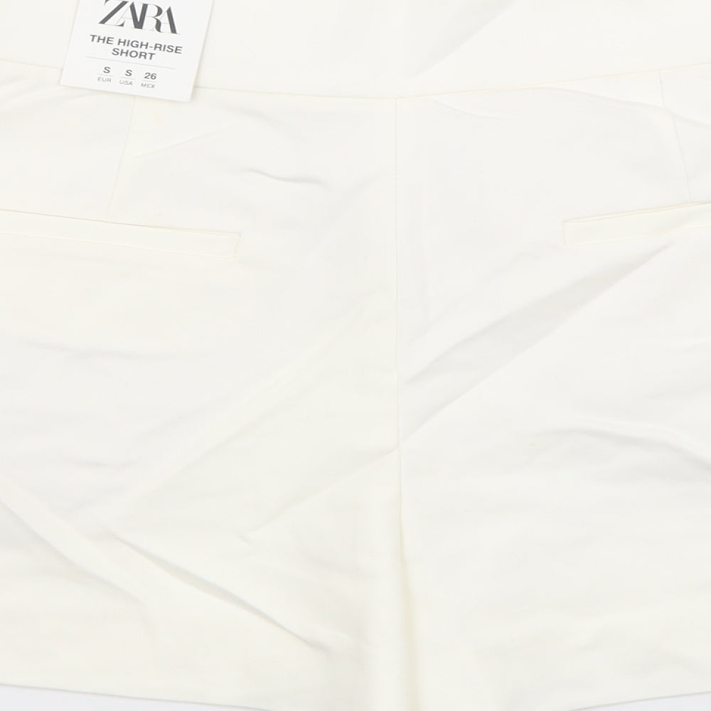 Zara Womens White Polyester Sailor Shorts Size S L3 in Regular Zip