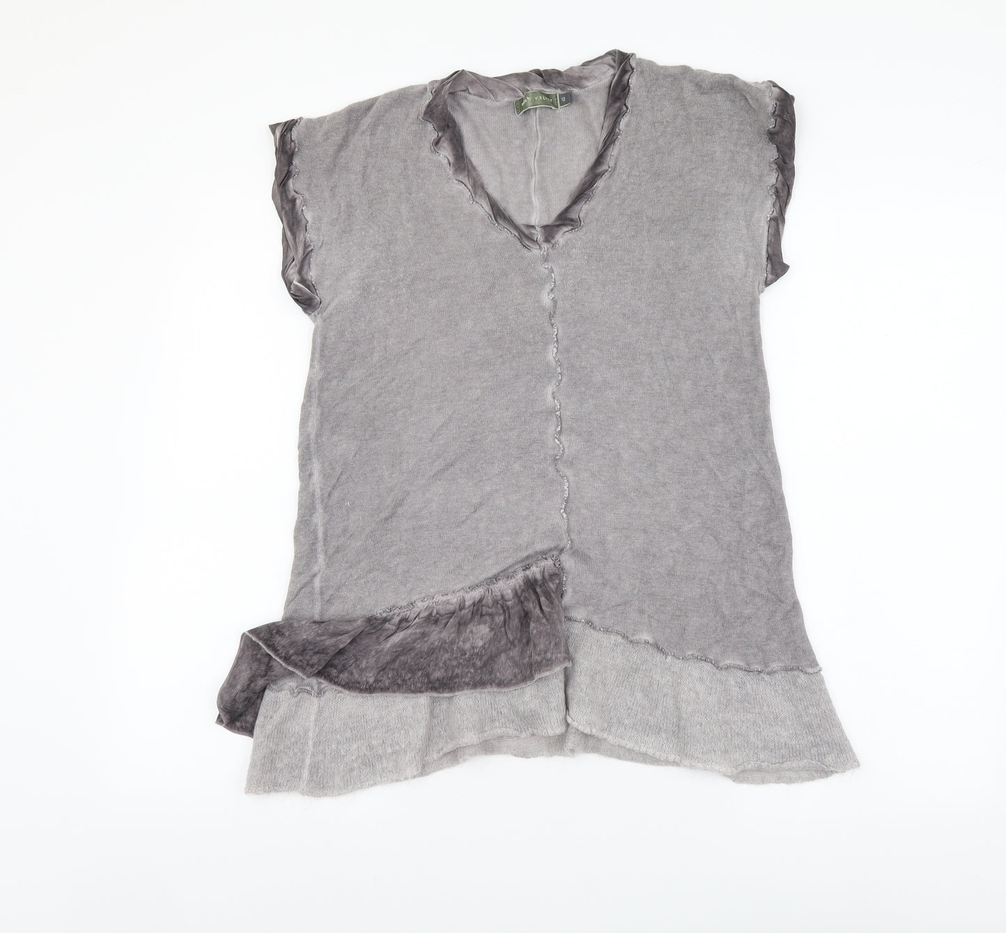 Mint Velvet Womens Grey Colourblock Viscose Basic Blouse Size 12 V-Neck