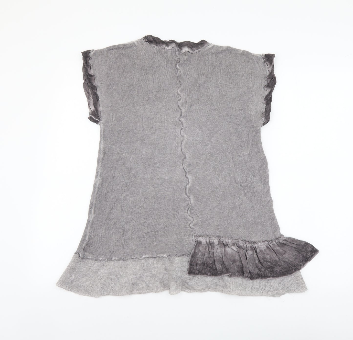 Mint Velvet Womens Grey Colourblock Viscose Basic Blouse Size 12 V-Neck