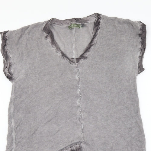 Mint Velvet Womens Grey Colourblock Viscose Basic Blouse Size 12 V-Neck