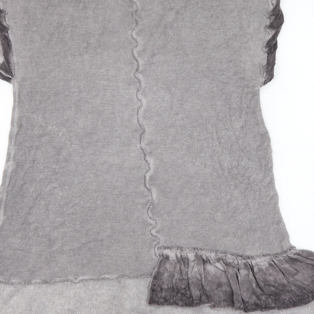 Mint Velvet Womens Grey Colourblock Viscose Basic Blouse Size 12 V-Neck