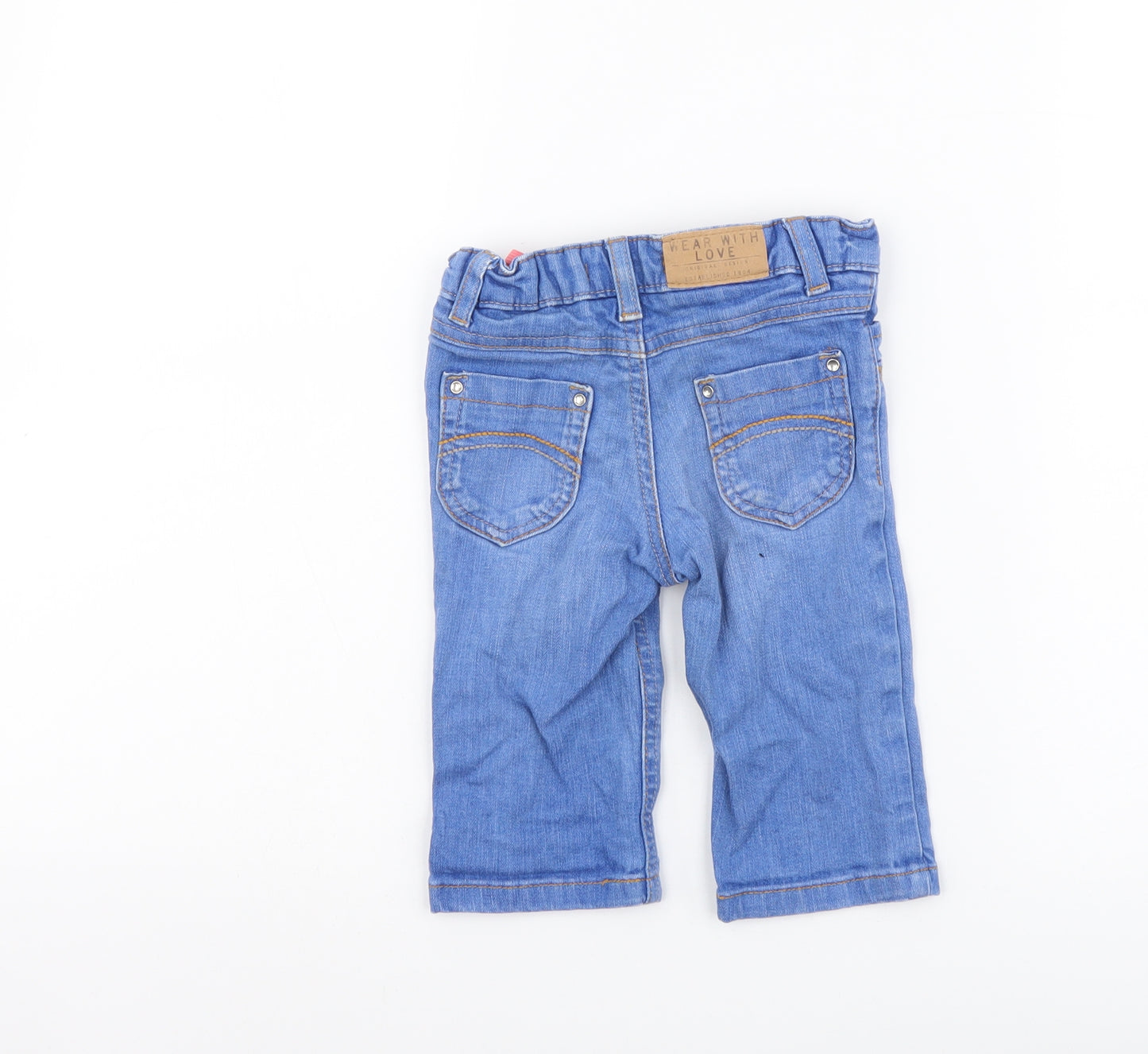 Indigo Girls Blue Cotton Straight Jeans Size 2-3 Years Regular Button