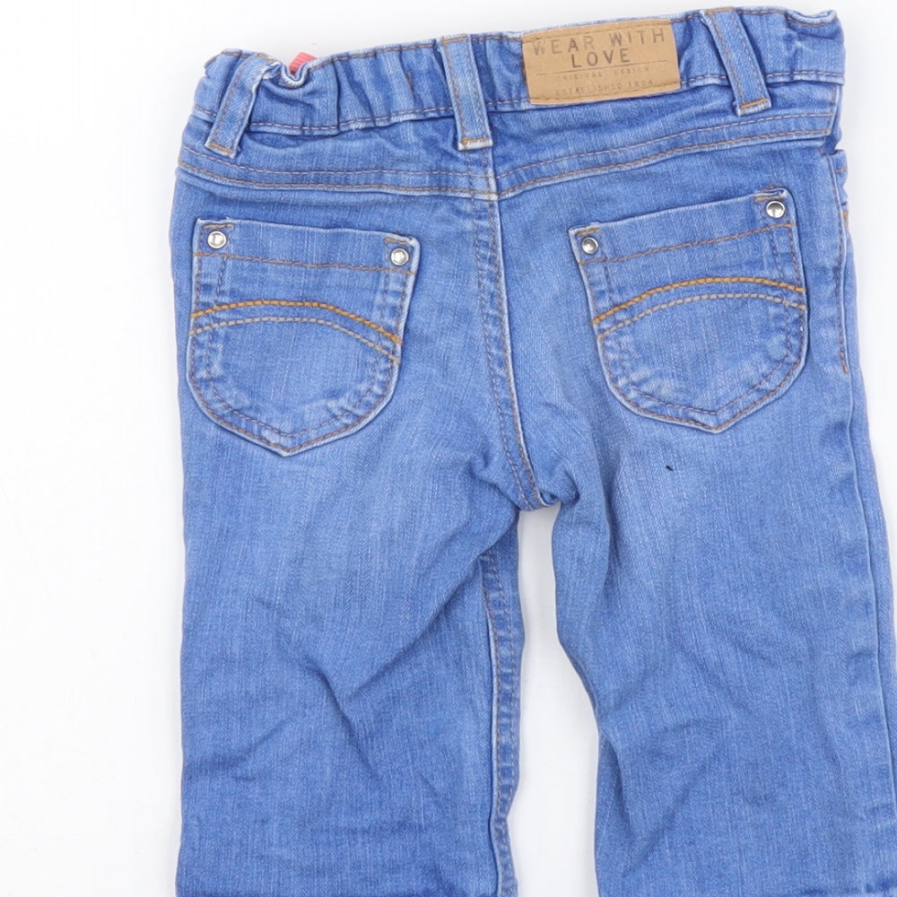 Indigo Girls Blue Cotton Straight Jeans Size 2-3 Years Regular Button