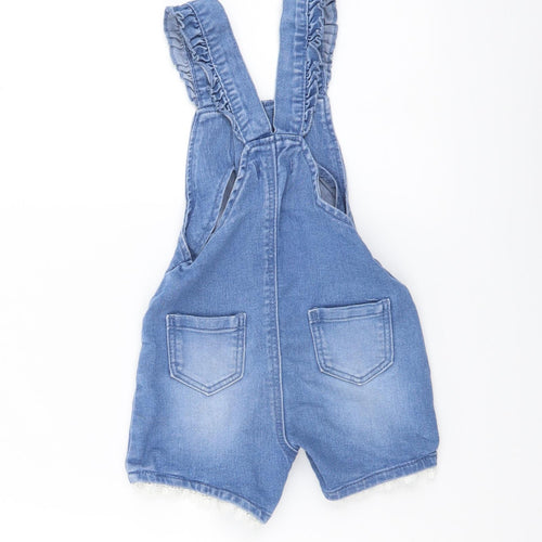 Primark Girls Blue Cotton Dungaree One-Piece Size 18-24 Months Button