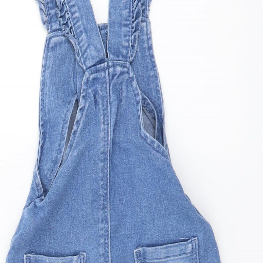Primark Girls Blue Cotton Dungaree One-Piece Size 18-24 Months Button