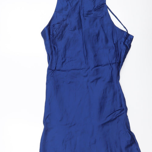Zara Womens Blue Polyester Mini Size L Halter Zip