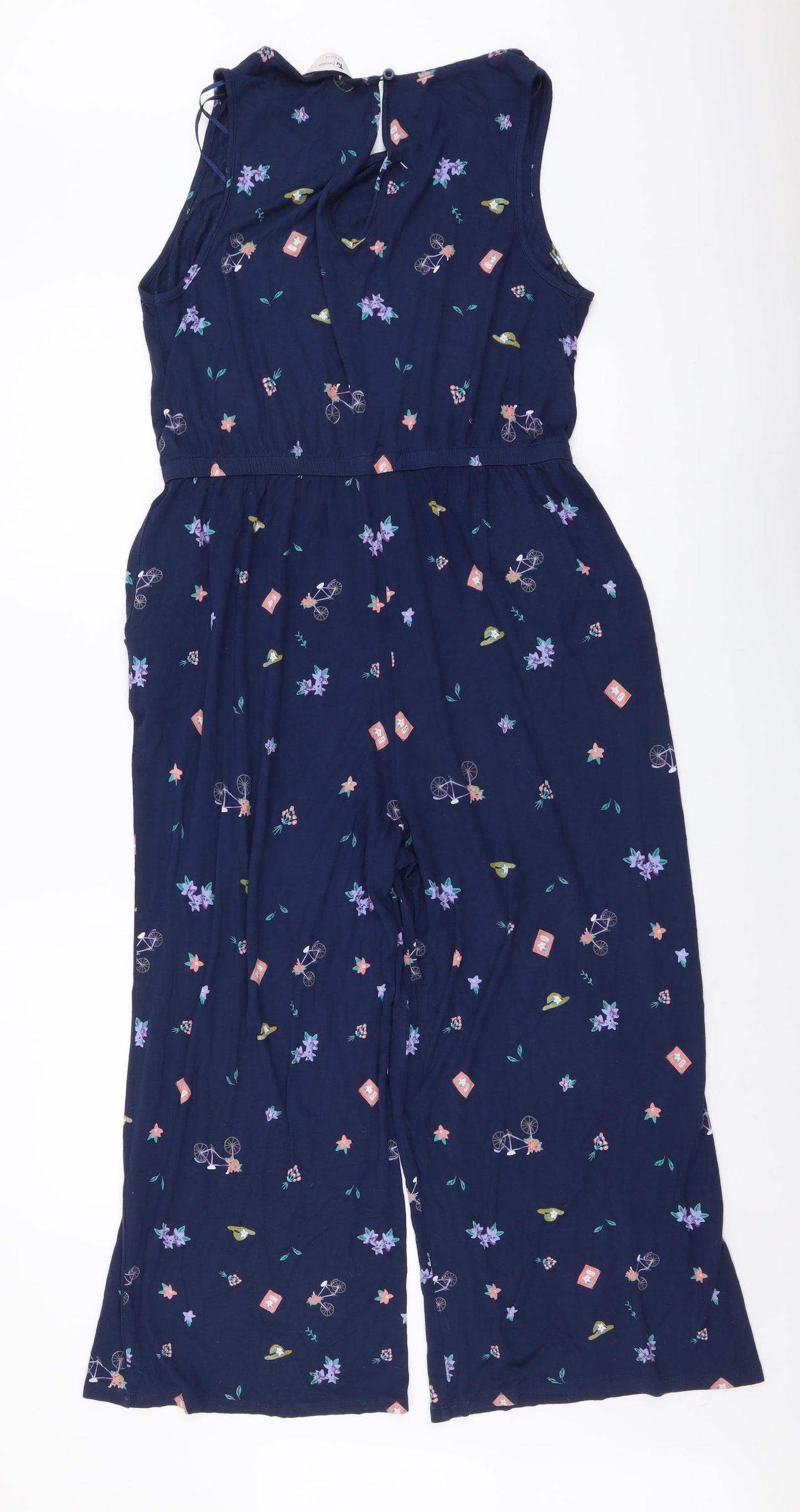 TU Womens Blue Geometric Viscose Jumpsuit One-Piece Size 14 Pullover