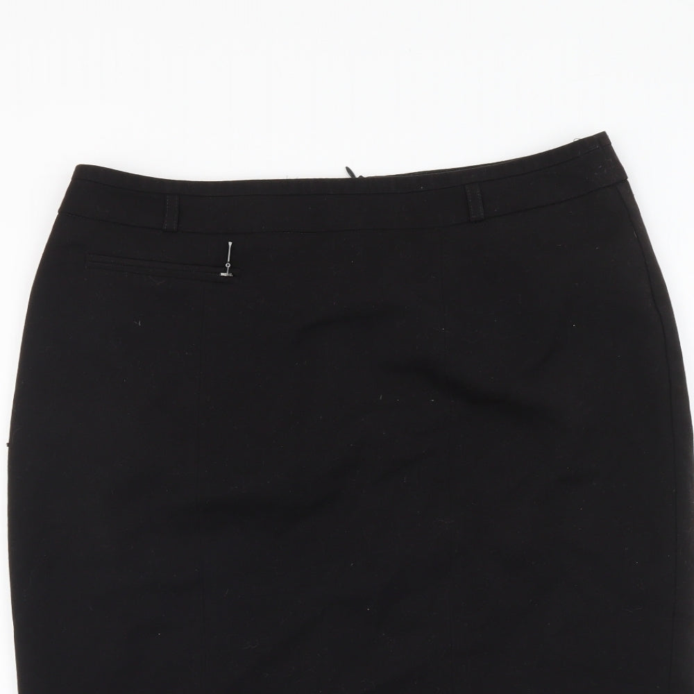 Debenhams Womens Black Polyester Straight & Pencil Skirt Size 12 Zip