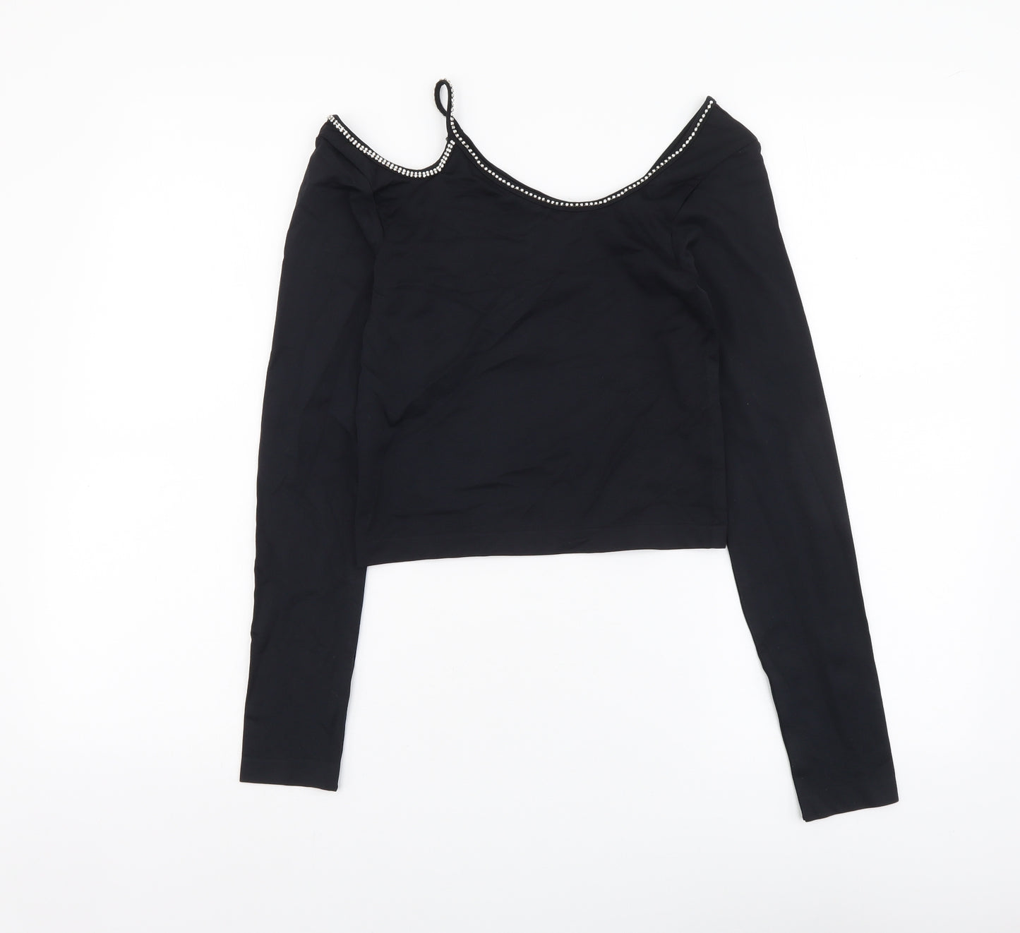 Zara Womens Black Polyamide Basic Blouse Size M Round Neck