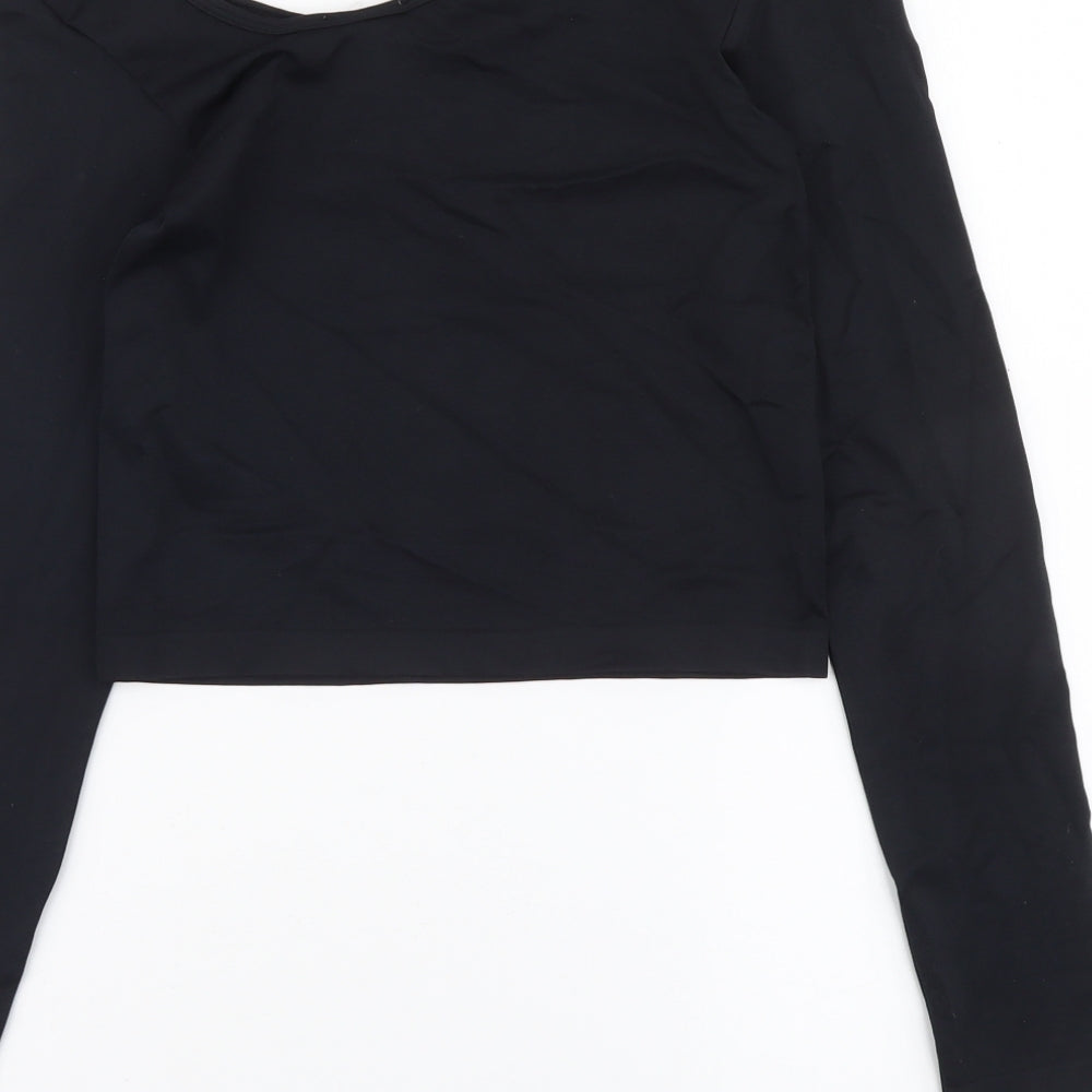 Zara Womens Black Polyamide Basic Blouse Size M Round Neck