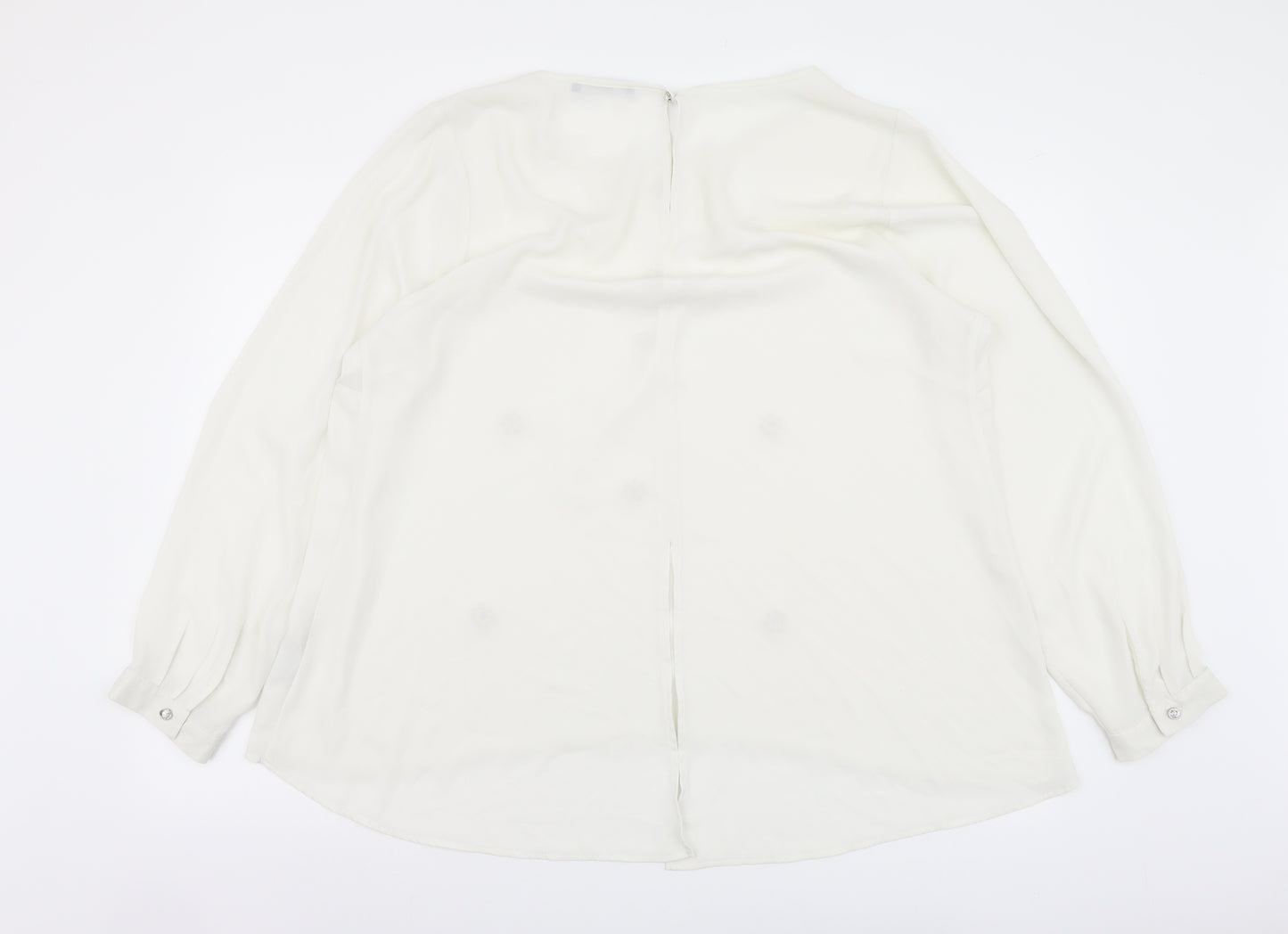 George Womens Ivory Polyester Basic Button-Up Size 18 Round Neck