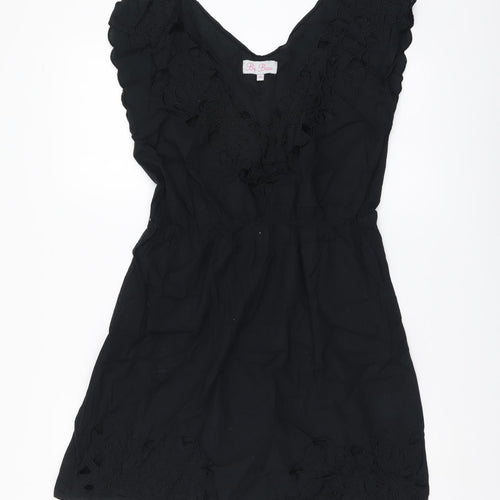Be Beau Womens Black Cotton Mini Size 10 Sweetheart Pullover