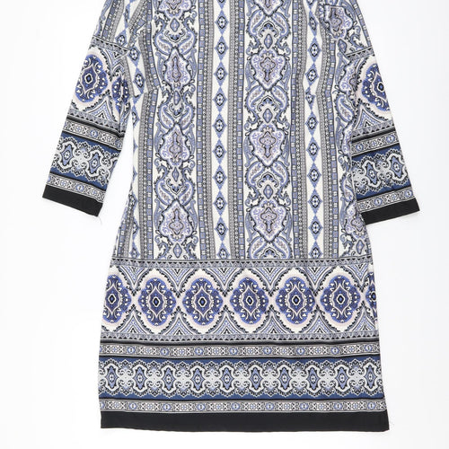 Atmosphere Womens Multicoloured Geometric Polyester A-Line Size 12 Boat Neck Pullover