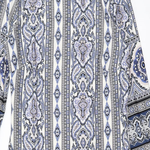 Atmosphere Womens Multicoloured Geometric Polyester A-Line Size 12 Boat Neck Pullover