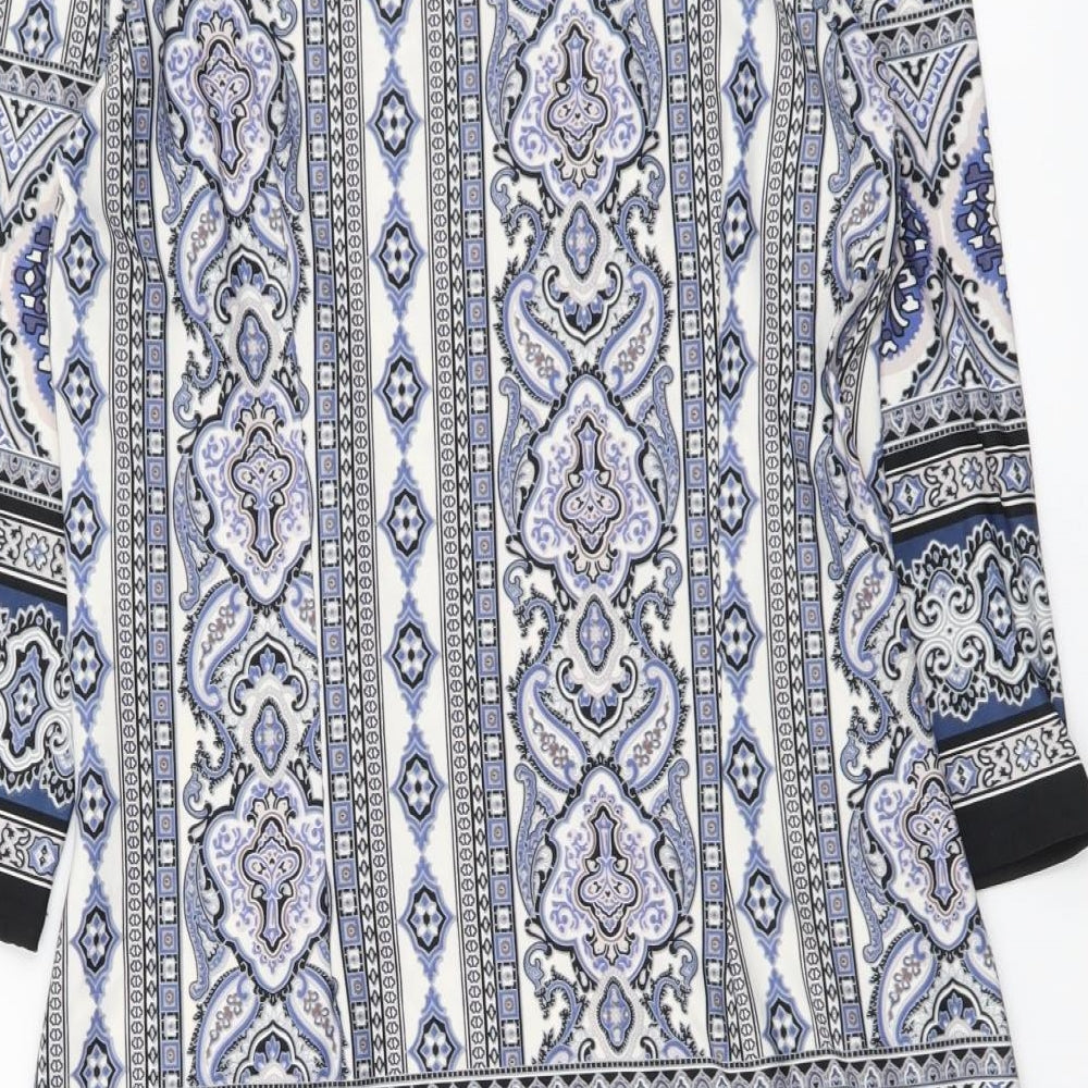 Atmosphere Womens Multicoloured Geometric Polyester A-Line Size 12 Boat Neck Pullover