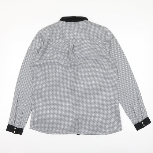 Top Secret Womens Black Geometric Polyester Basic Blouse Size S Collared