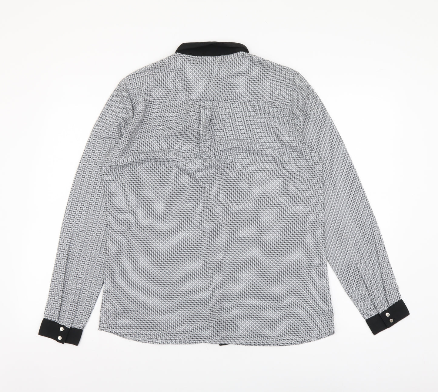 Top Secret Womens Black Geometric Polyester Basic Blouse Size S Collared