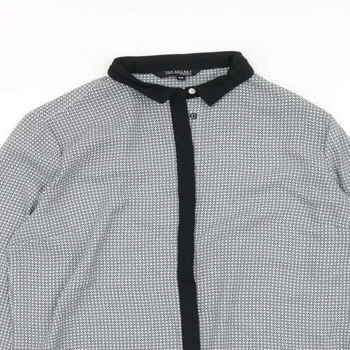 Top Secret Womens Black Geometric Polyester Basic Blouse Size S Collared
