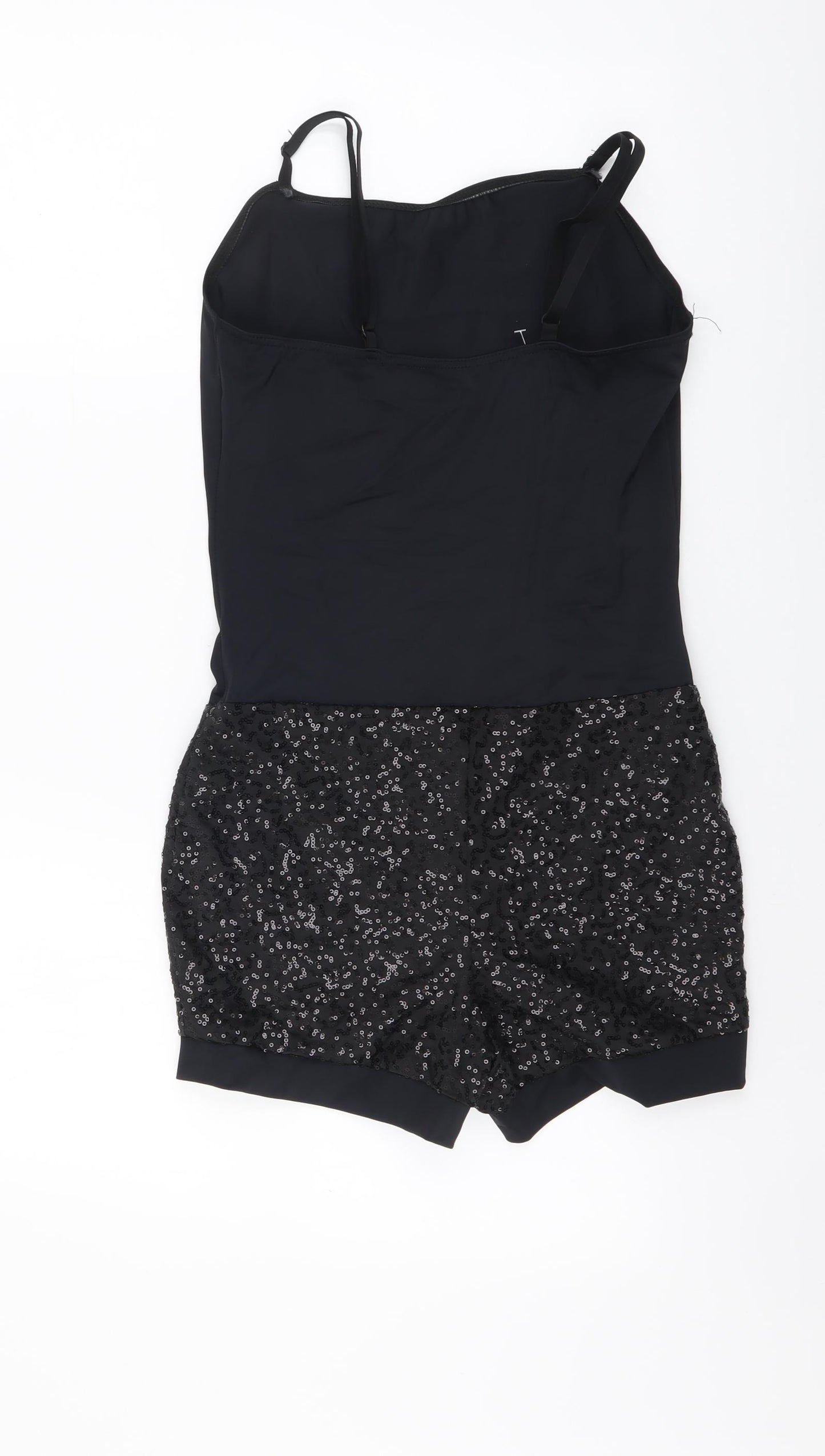 Weissman Womens Black Nylon Playsuit One-Piece Size M Pullover