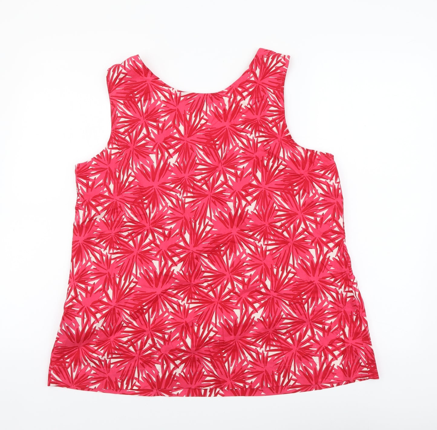 Boden Womens Pink Floral Cotton Basic Tank Size 16 Scoop Neck
