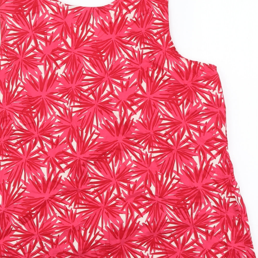Boden Womens Pink Floral Cotton Basic Tank Size 16 Scoop Neck