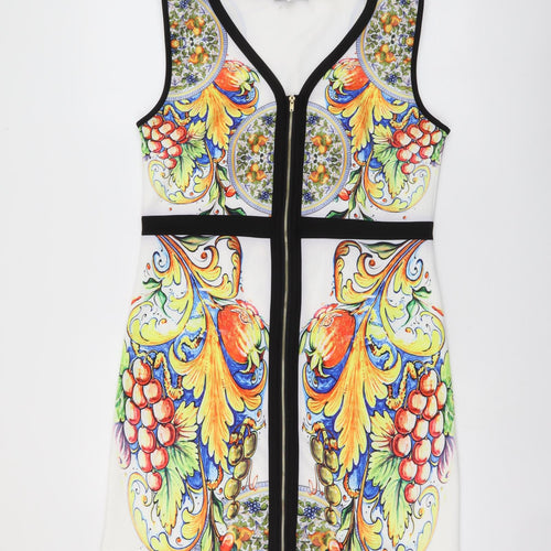Jaune Rouge Womens Multicoloured Geometric Polyester Tank Dress Size M Sweetheart Zip