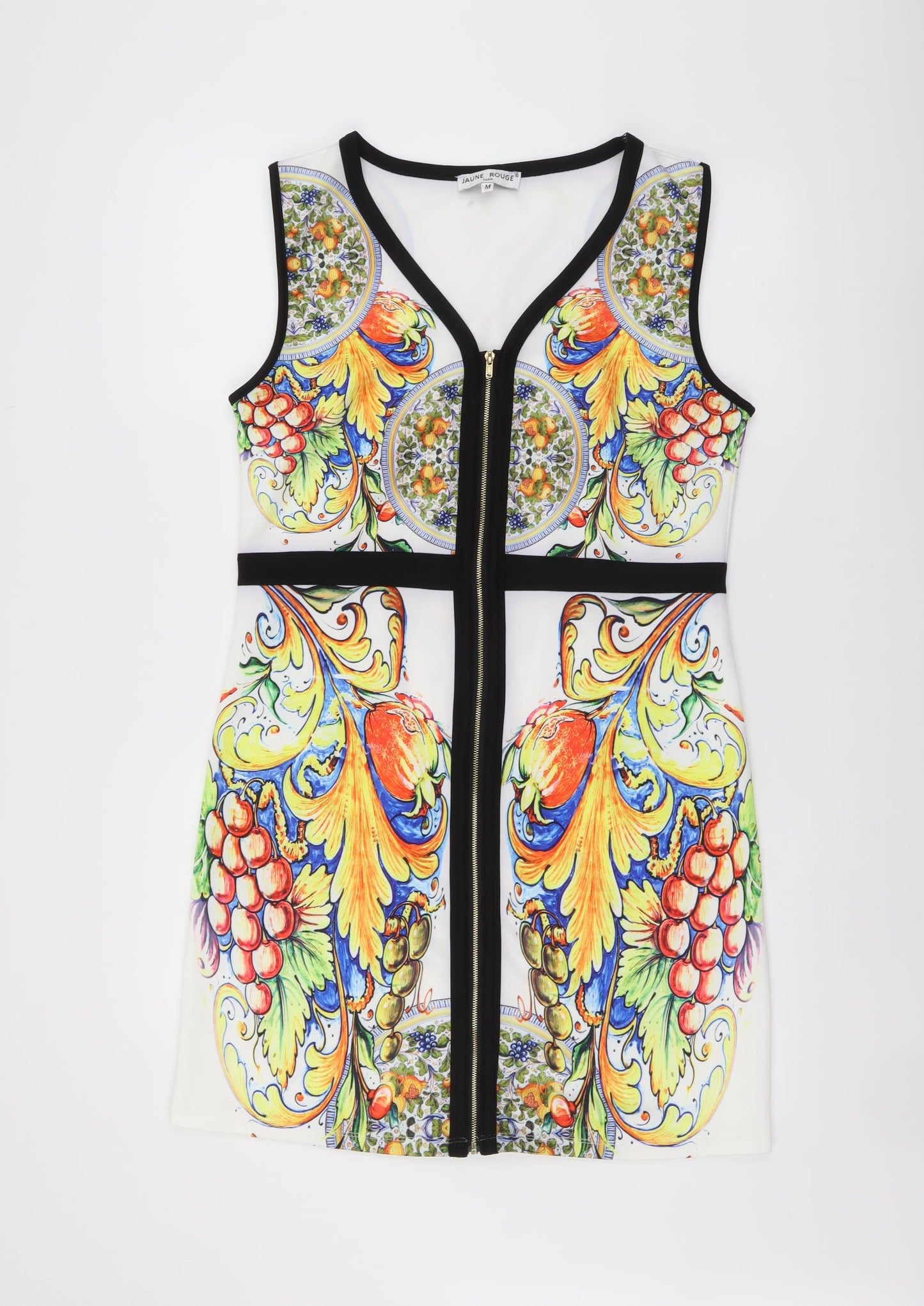 Jaune Rouge Womens Multicoloured Geometric Polyester Tank Dress Size M Sweetheart Zip