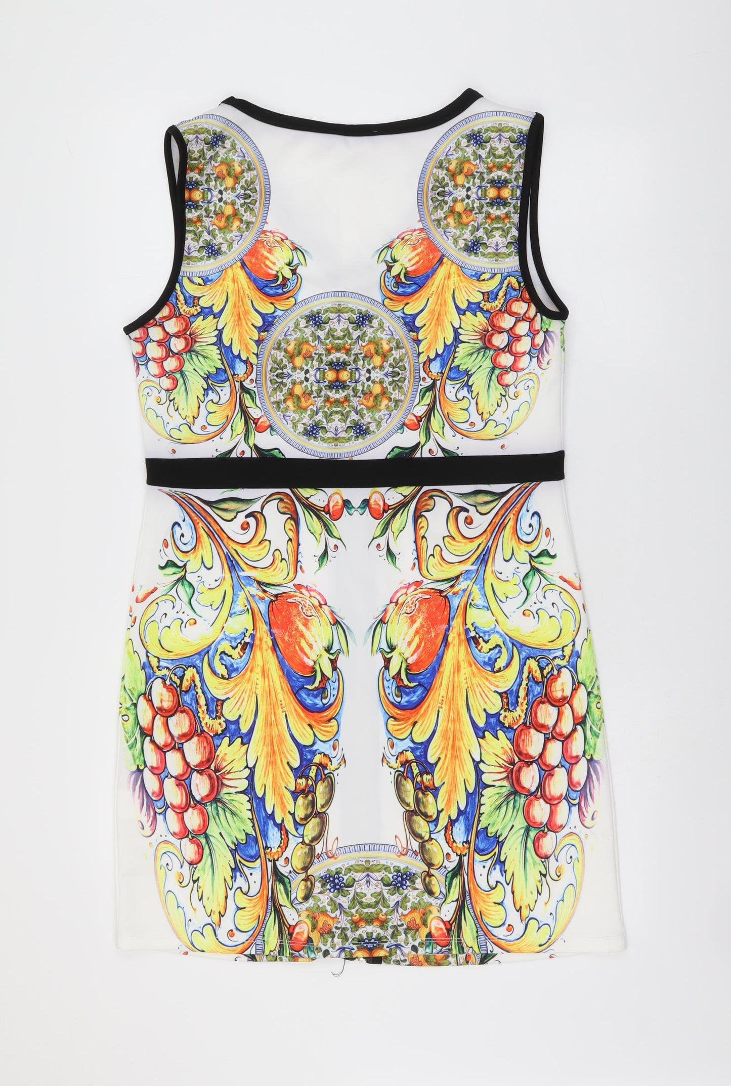 Jaune Rouge Womens Multicoloured Geometric Polyester Tank Dress Size M Sweetheart Zip
