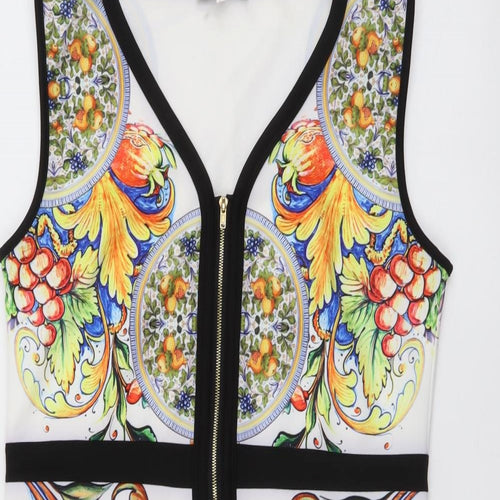 Jaune Rouge Womens Multicoloured Geometric Polyester Tank Dress Size M Sweetheart Zip
