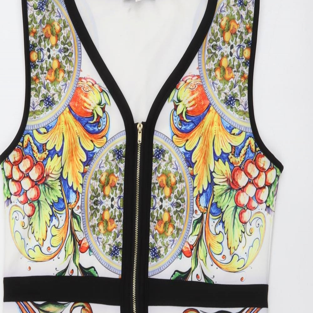 Jaune Rouge Womens Multicoloured Geometric Polyester Tank Dress Size M Sweetheart Zip