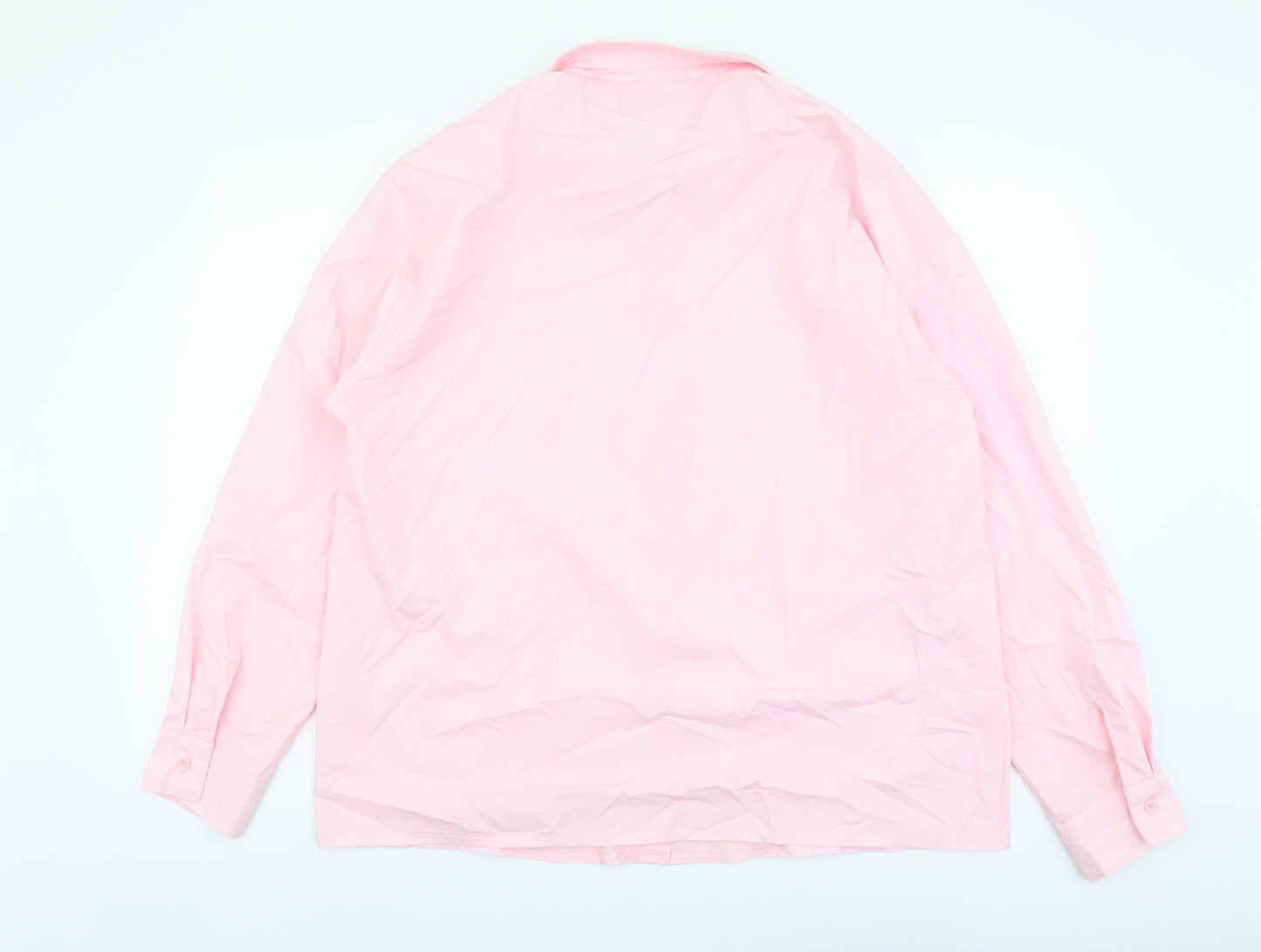 PRETTYLITTLETHING Womens Pink Cotton Basic Button-Up Size 14 Collared