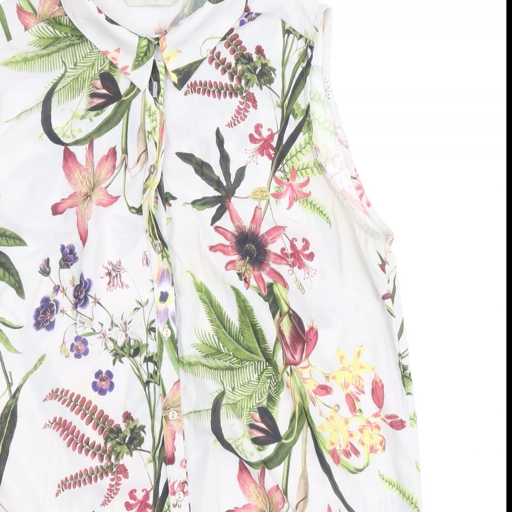George Womens Multicoloured Floral Polyester Basic Button-Up Size 14 Collared