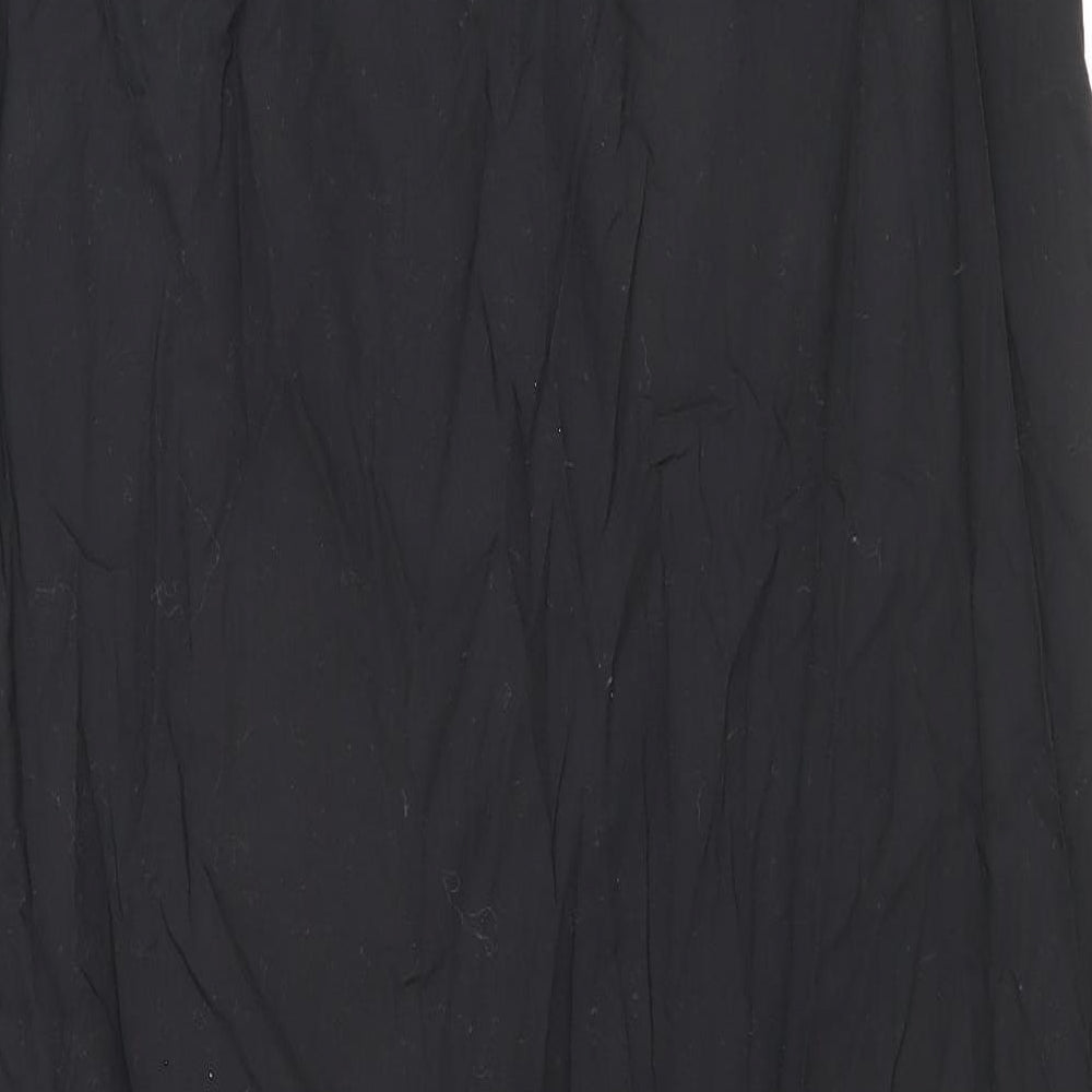 EAST Womens Black Floral Cotton Wrap Skirt Size 16 Button