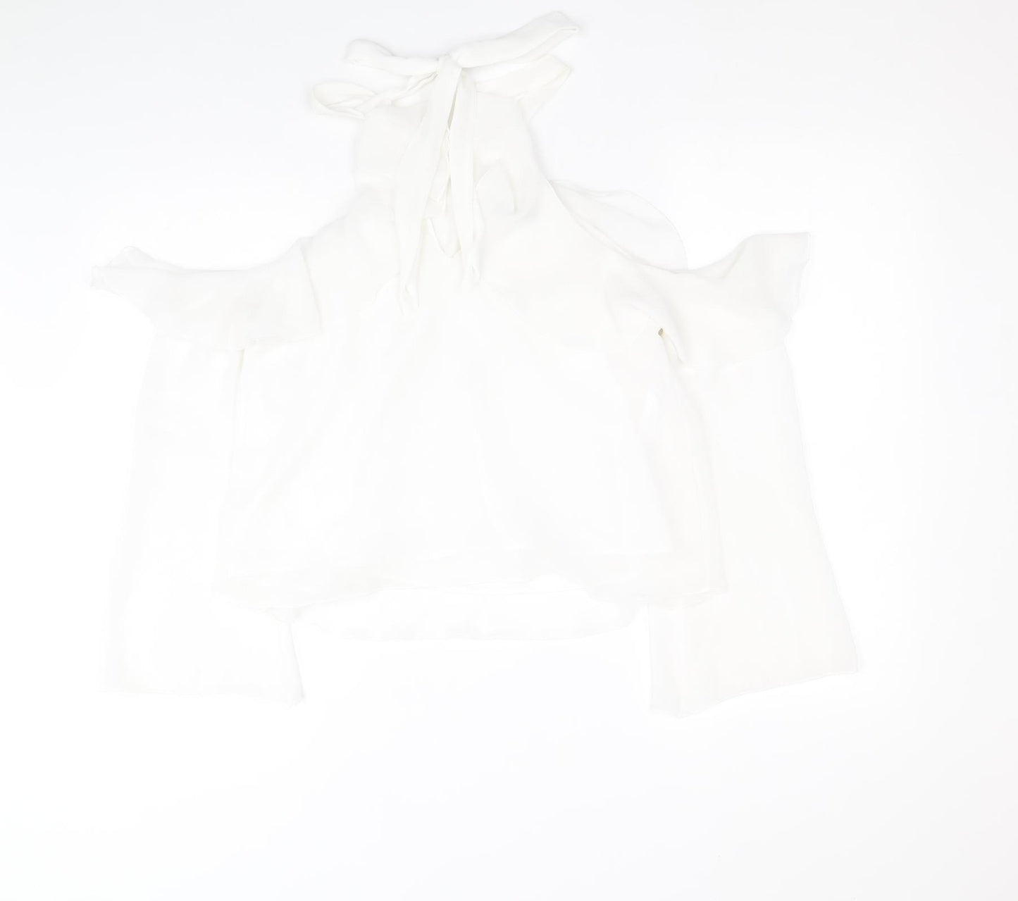 Mango Womens White Polyester Basic Blouse Size M Mock Neck