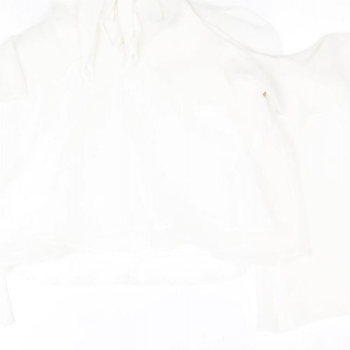 Mango Womens White Polyester Basic Blouse Size M Mock Neck