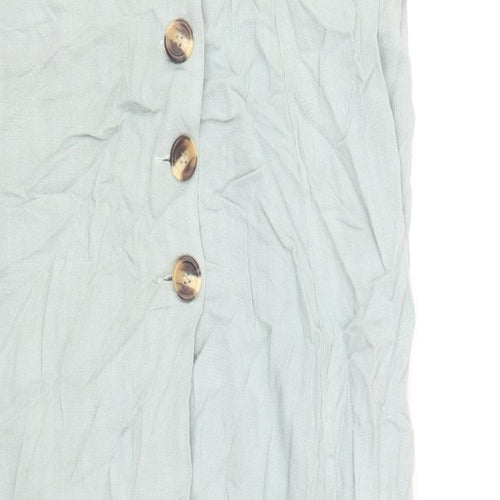 New Look Womens Blue Viscose A-Line Skirt Size 10 Button