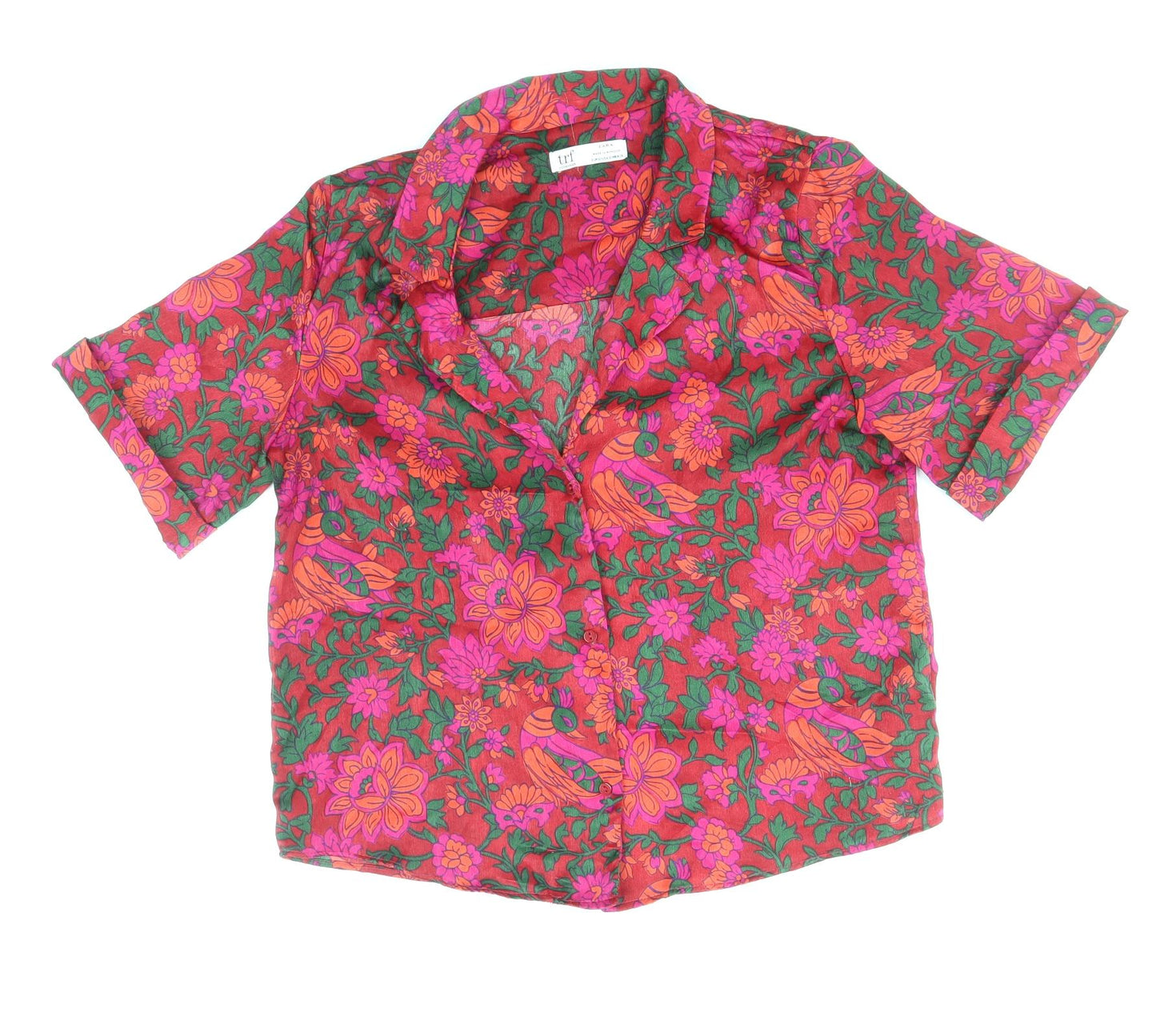 Zara Womens Multicoloured Floral Polyester Basic Blouse Size S Collared