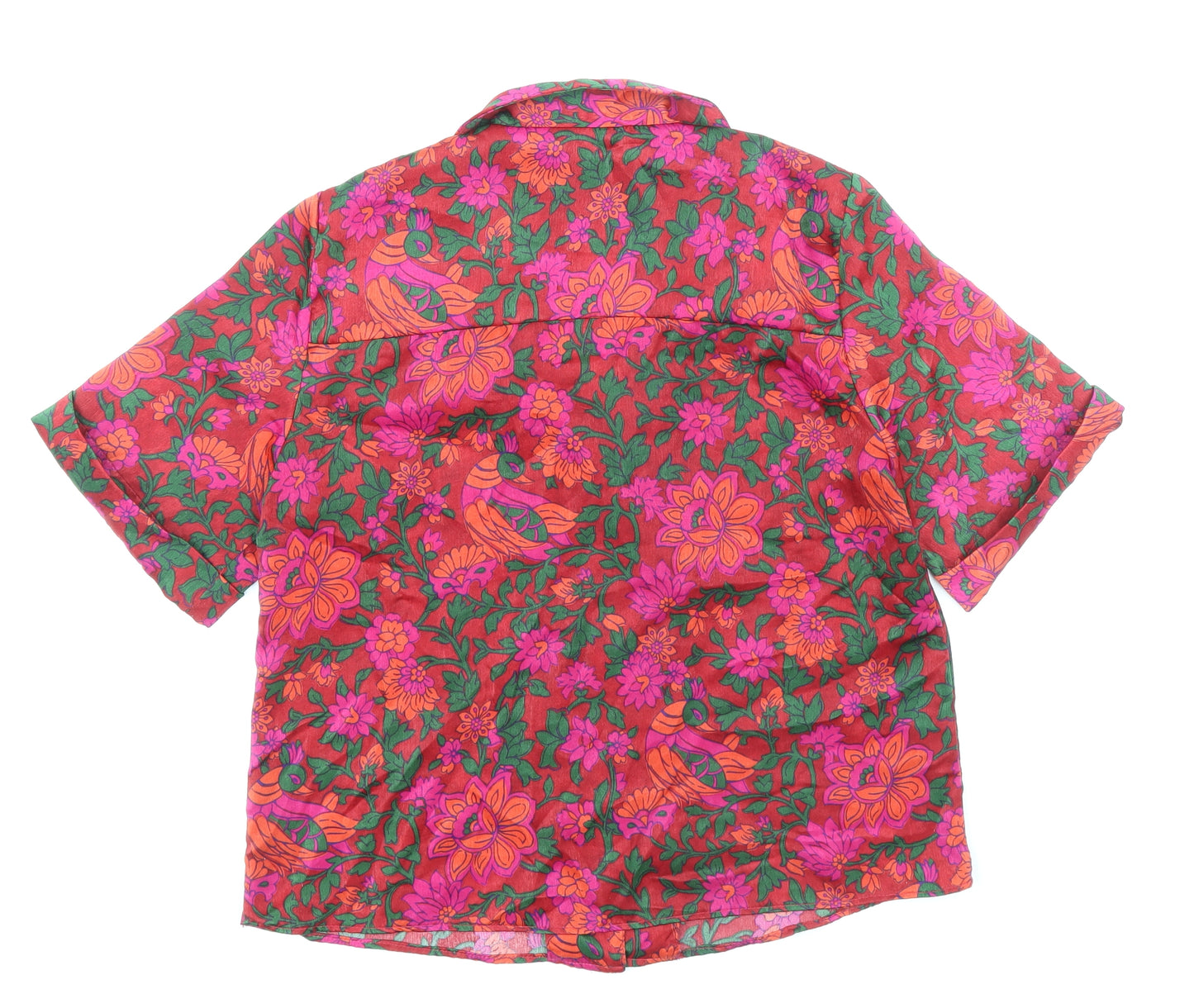 Zara Womens Multicoloured Floral Polyester Basic Blouse Size S Collared