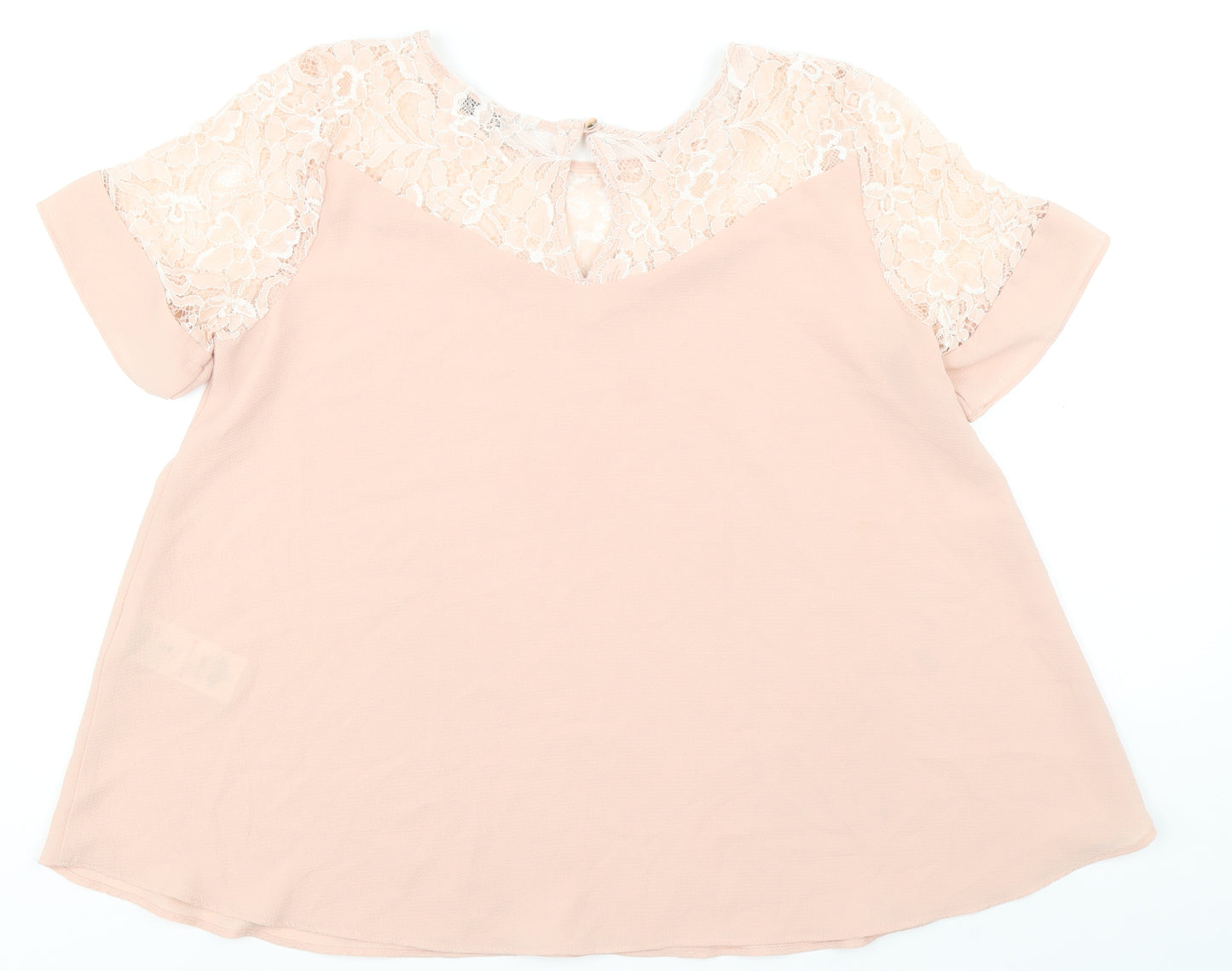 Peacocks Womens Pink Floral Polyester Basic Blouse Size 10 Round Neck
