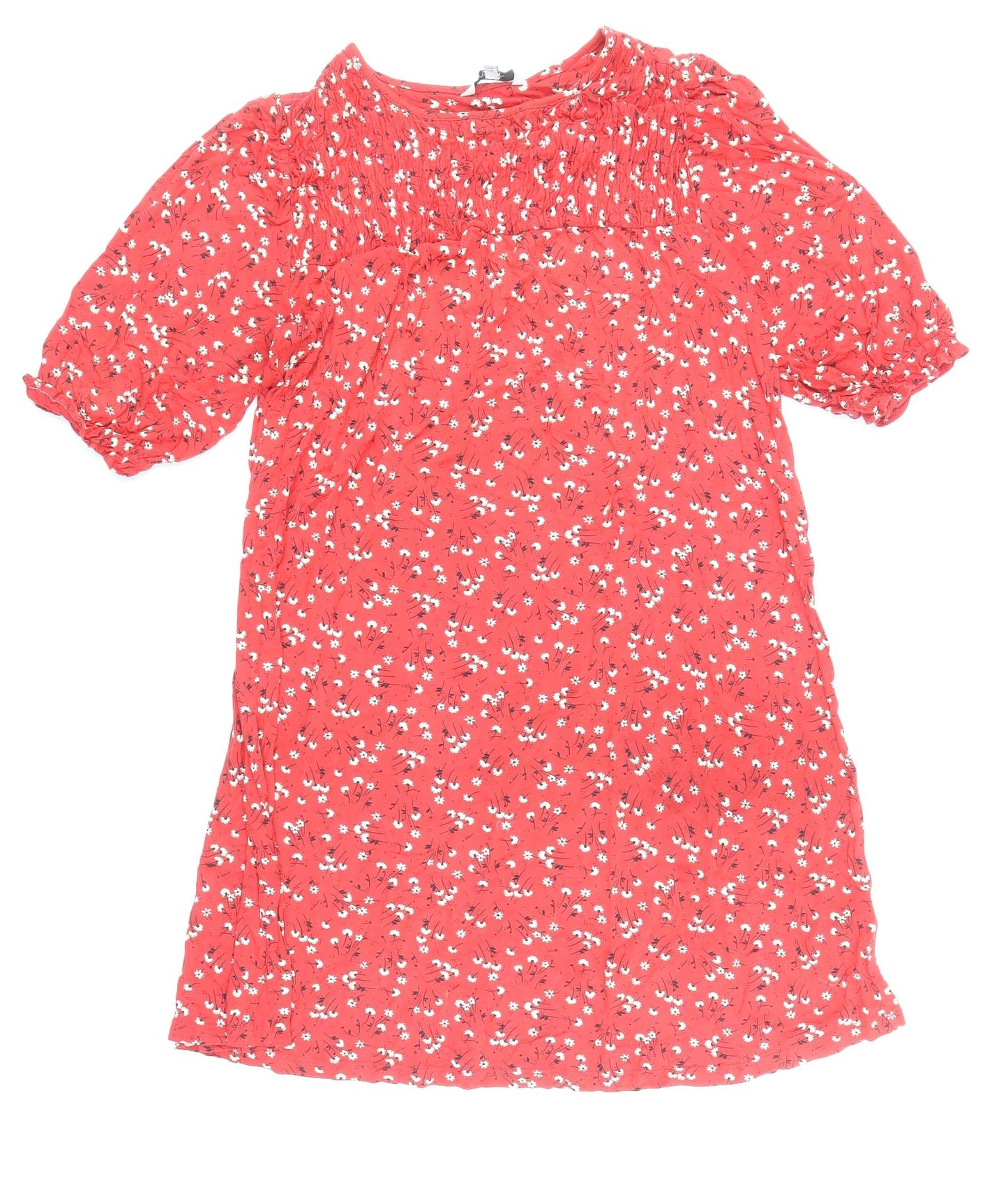 NEXT Womens Red Floral Viscose Shift Size 10 Round Neck Pullover