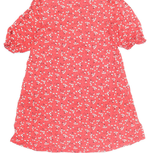 NEXT Womens Red Floral Viscose Shift Size 10 Round Neck Pullover