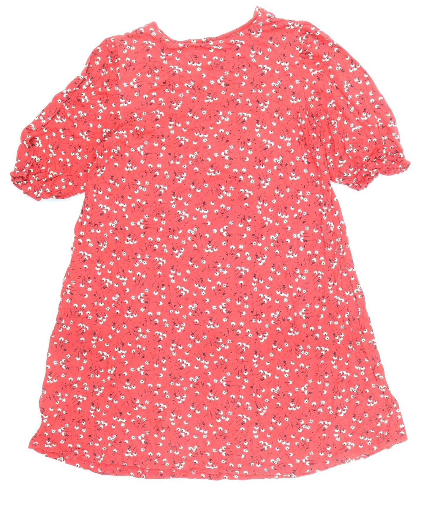 NEXT Womens Red Floral Viscose Shift Size 10 Round Neck Pullover