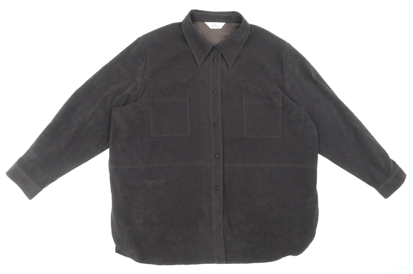 ELVI Womens Brown Polyester Basic Button-Up Size 26 Collared